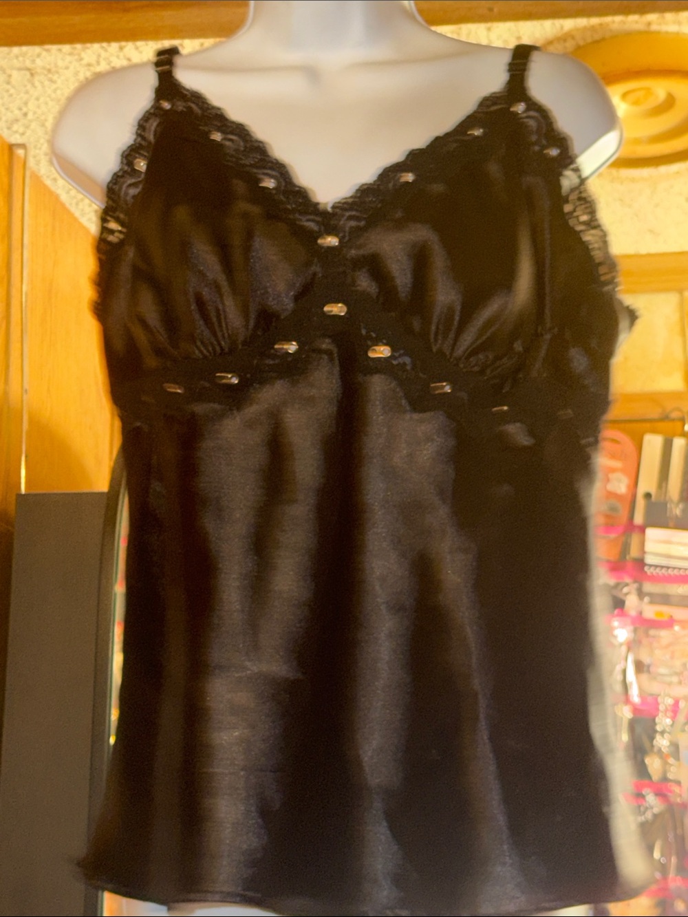 Beautiful Tripp NYC Top with Silver Grommets and Lace!! (Like New)